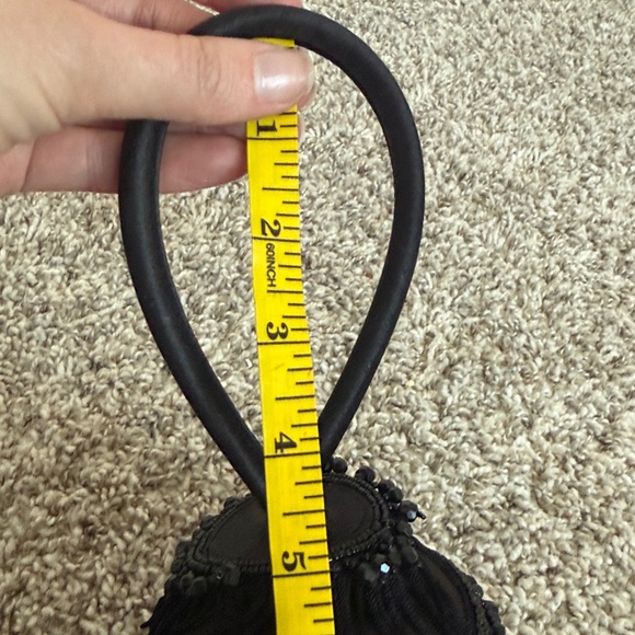 La Regale Small Evening Bag Round Elegant Black Fringe - Picture 7 of 7